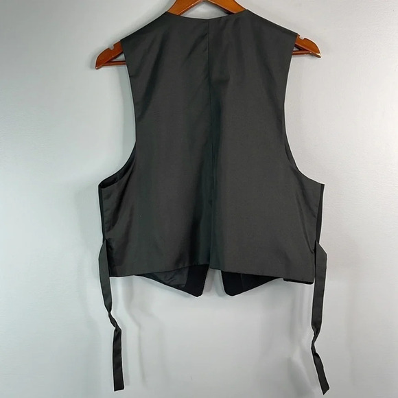 VINTAGE Michelle Monet Tailored Suit Vest Black Corded Appliqué Adjustable 14P - Picture 6 of 9